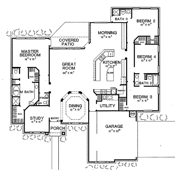 House Design - Ranch Floor Plan - Main Floor Plan #472-222