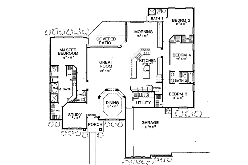 Dream House Plan - Floor Plan - Main Floor for Ranch House Plan #472-222 - 4 bed, 3.5 bath