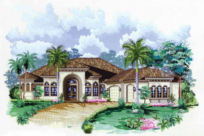 Home Plan - Mediterranean Exterior - Front Elevation Plan #1017-28