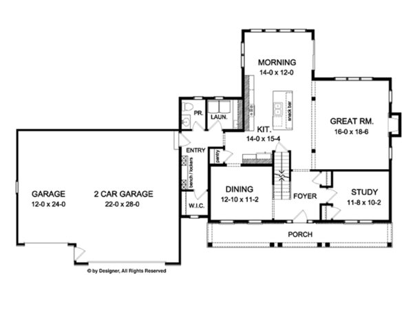 House Design - Colonial Floor Plan - Main Floor Plan #1010-59
