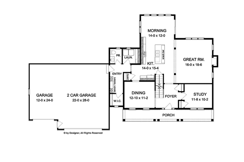 House Design - Floor Plan - Main Floor for Colonial House Plan #1010-59 - 4 bed, 2.5 bath