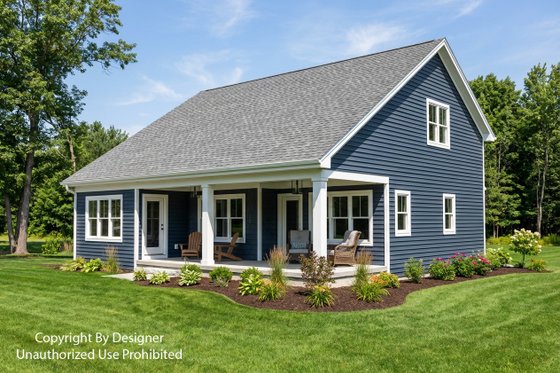 Exterior - Rear Elevation 1 for Farmhouse House Plan #51-1523 - 3 bed, 3.5 bath