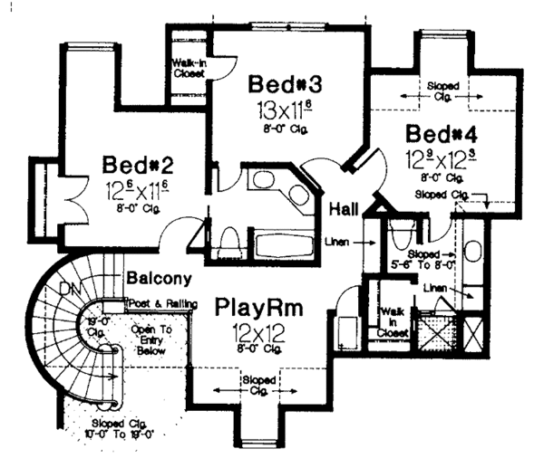 House Plan Design - Country Floor Plan - Upper Floor Plan #310-1213