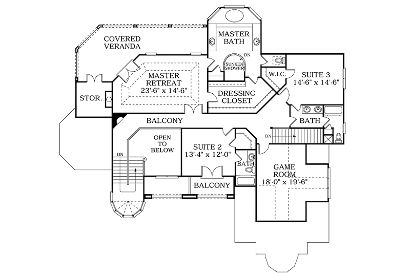 Architectural House Design - Floor Plan - Upper Floor for Mediterranean House Plan #453-148 - 4 bed, 4 bath