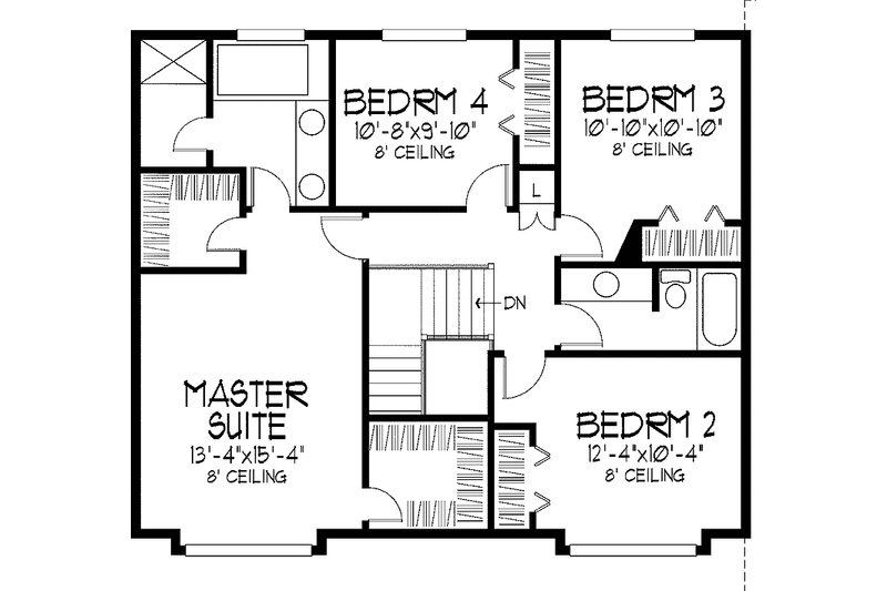Dream House Plan - Floor Plan - Upper Floor for European House Plan #51-885 - 4 bed, 2.5 bath