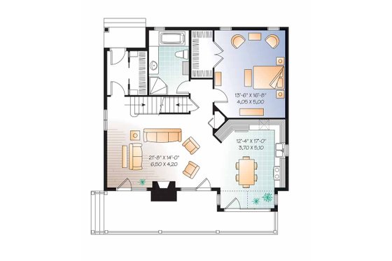 Floor Plan - Main Floor for European House Plan #23-2513 - 3 bed, 2 bath
