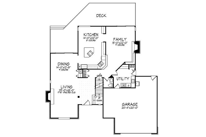 Architectural House Design - Floor Plan - Main Floor for Country House Plan #320-691 - 4 bed, 3.5 bath