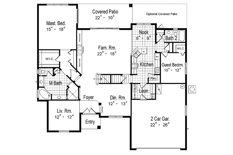 Home Plan - Floor Plan - Main Floor for Mediterranean House Plan #417-767 - 5 bed, 3 bath