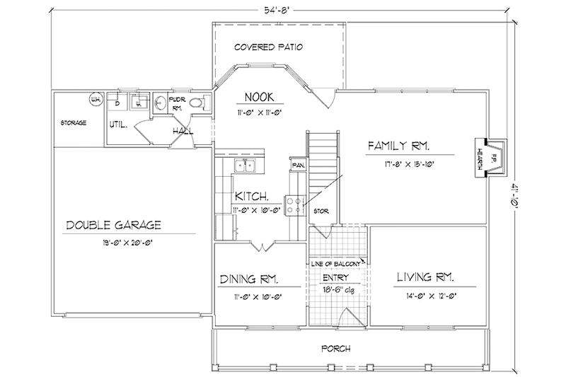 Dream House Plan - Floor Plan - Main Floor for Country House Plan #42-631 - 3 bed, 2.5 bath