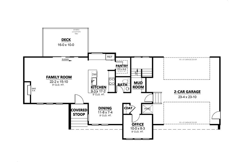 House Blueprint - Floor Plan - Main Floor for Modern House Plan #1080-28 - 3 bed, 2.5 bath