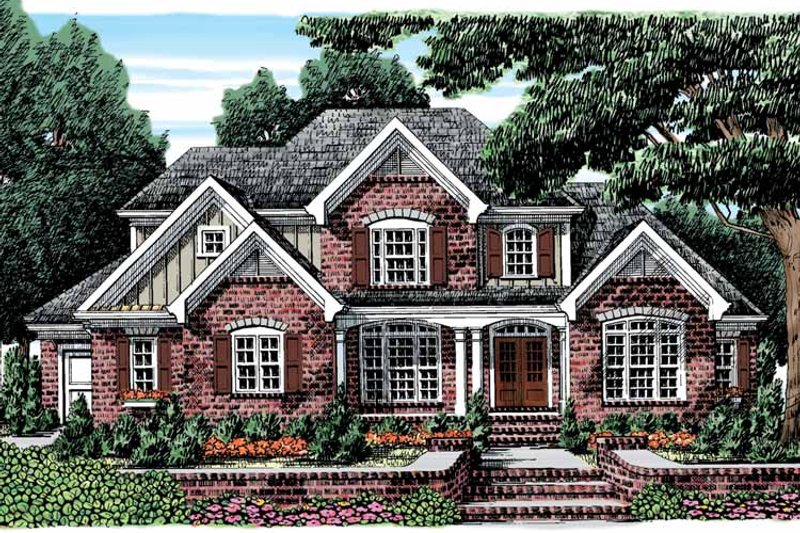 House Blueprint - Exterior - Front Elevation 3 for European House Plan #927-884 - 4 bed, 3.5 bath