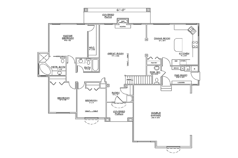 Home Plan - Floor Plan - Main Floor for Country House Plan #945-14 - 3 bed, 2.5 bath