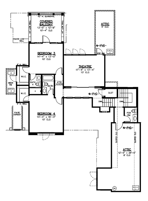 House Blueprint - European Floor Plan - Upper Floor Plan #1019-13