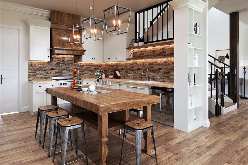 House Design - Interior - Kitchen for Farmhouse House Plan #54-570 - 4 bed, 4.5 bath