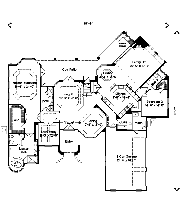 European Floor Plan - Main Floor Plan #135-174