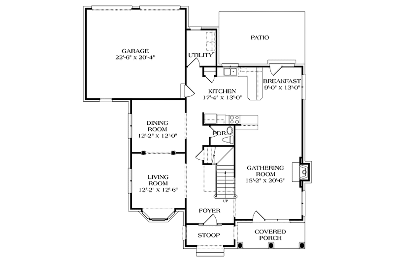 House Blueprint - Floor Plan - Main Floor for Classical House Plan #453-345 - 4 bed, 3.5 bath
