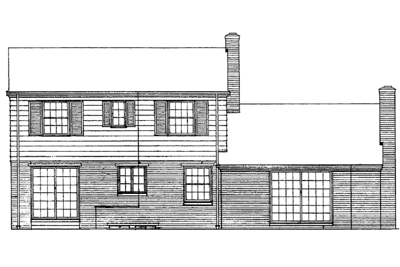 House Blueprint - Exterior - Rear Elevation for Country House Plan #72-571 - 4 bed, 2.5 bath