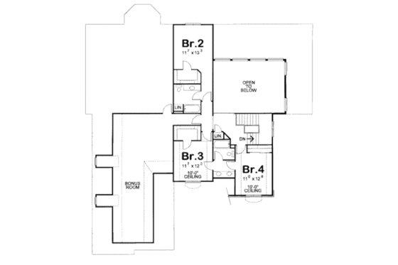 Floor Plan - Upper Floor for Traditional House Plan #20-1671 - 4 bed, 4 bath