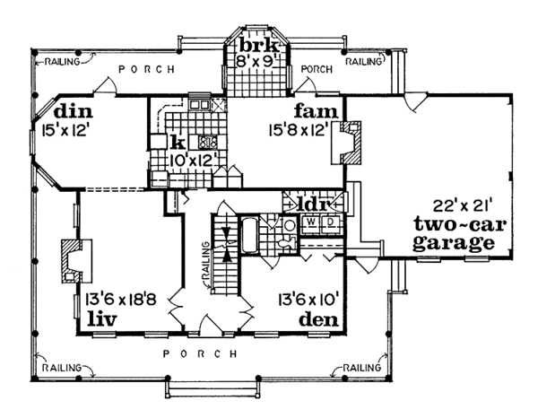 House Blueprint - Victorian Floor Plan - Main Floor Plan #47-745