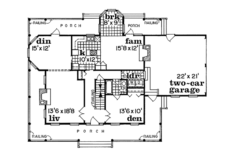 House Design - Floor Plan - Main Floor for Victorian House Plan #47-745 - 4 bed, 3 bath