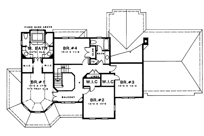 Architectural House Design - Floor Plan - Upper Floor for Country House Plan #1001-10 - 4 bed, 2.5 bath