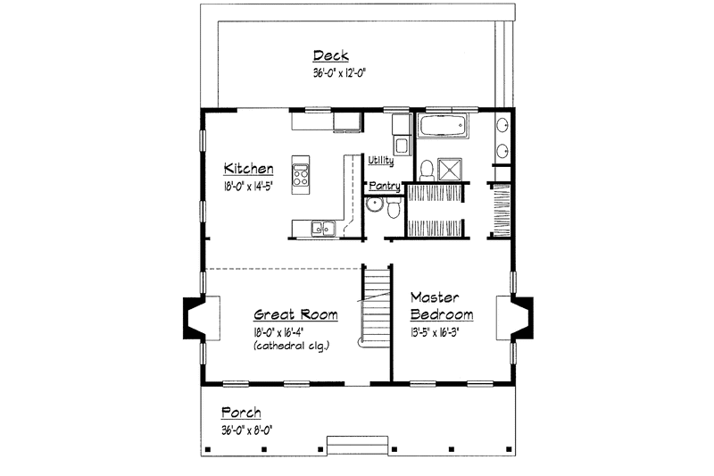 Architectural House Design - Floor Plan - Main Floor for Country House Plan #1051-6 - 3 bed, 2.5 bath