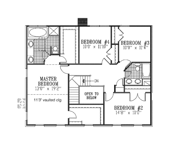 Architectural House Design - Classical Floor Plan - Upper Floor Plan #953-44