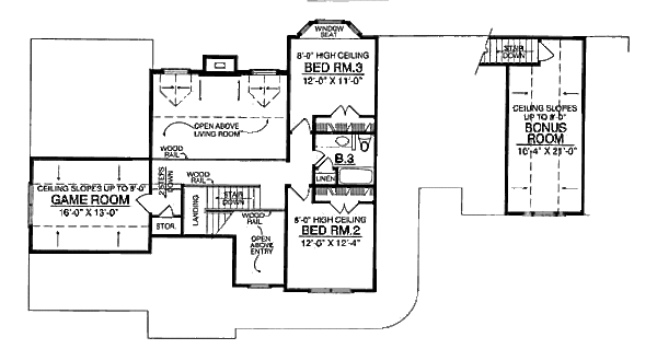 Architectural House Design - Country Floor Plan - Upper Floor Plan #40-128