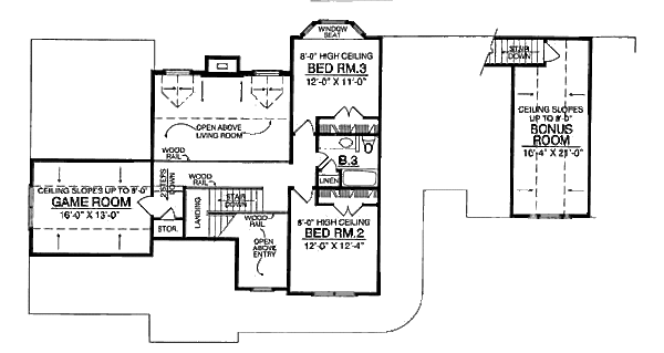 Home Plan - Country Floor Plan - Upper Floor Plan #40-128