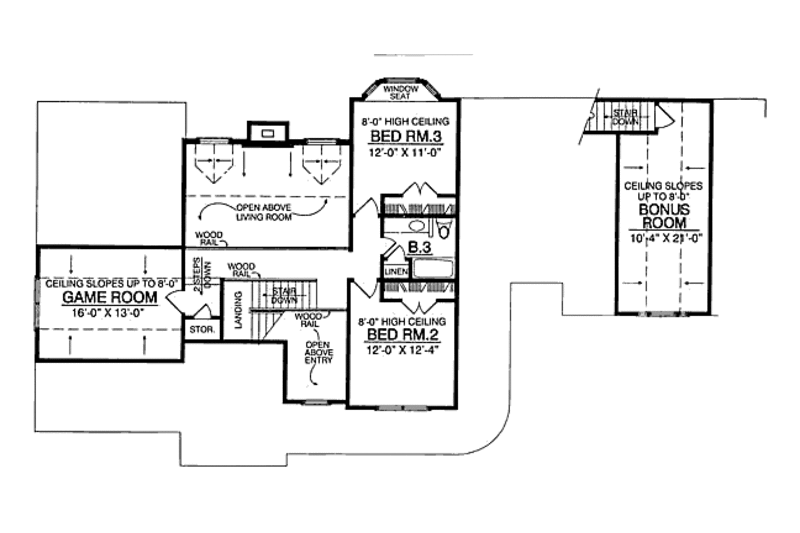 Architectural House Design - Floor Plan - Upper Floor for Country House Plan #40-128 - 3 bed, 2.5 bath