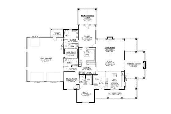 Floor Plan - Main Floor for Barndominium House Plan #1064-257 - 2 bed, 3 bath