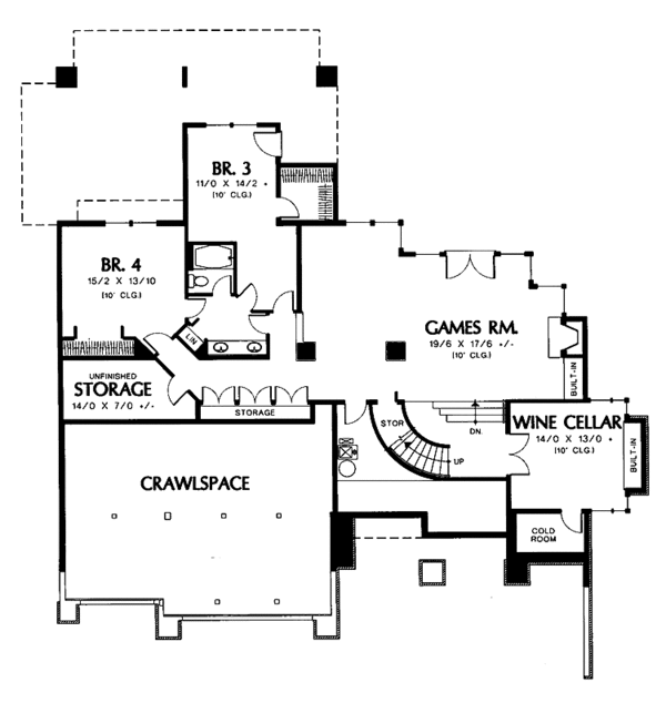 Architectural House Design - Prairie Floor Plan - Lower Floor Plan #48-747