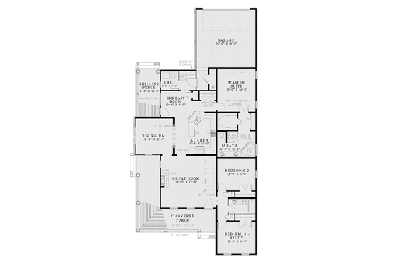 Floor Plan - Main Floor for Country House Plan #17-2672 - 3 bed, 2 bath