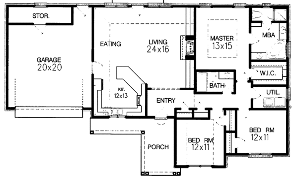 House Design - Ranch Floor Plan - Main Floor Plan #15-369