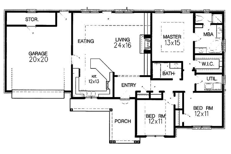 Home Plan - Floor Plan - Main Floor for Ranch House Plan #15-369 - 3 bed, 2 bath
