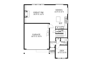 Floor Plan - Main Floor for Country House Plan #53-580 - 3 bed, 2.5 bath