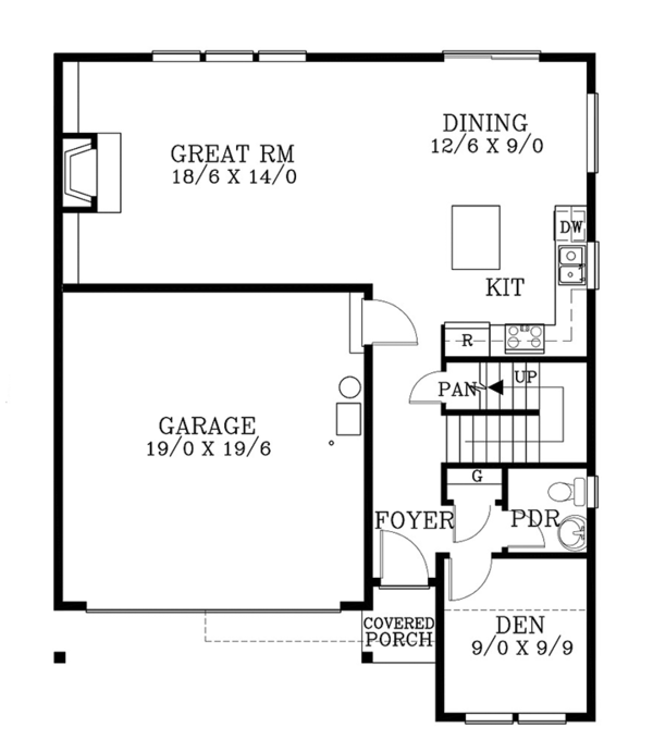 Country Floor Plan - Main Floor Plan #53-580