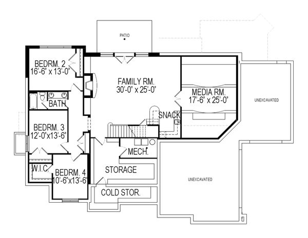 Dream House Plan - Traditional Floor Plan - Lower Floor Plan #920-19