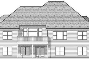 Exterior - Rear Elevation for Traditional House Plan #70-617 - 2 bed, 2.5 bath