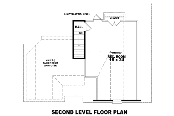 Floor Plan - Upper Floor for European House Plan #81-763 - 3 bed, 2 bath
