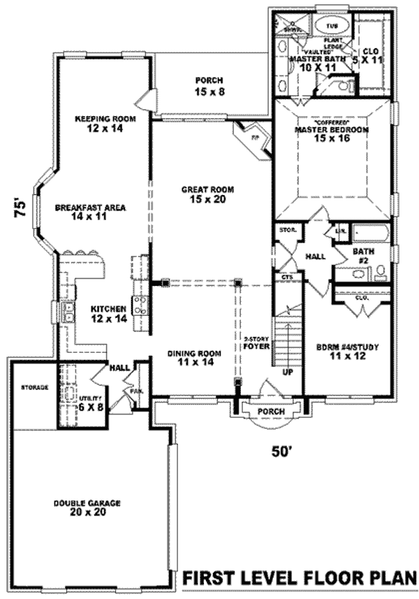 Floor Plan - Main Floor for European House Plan #81-1060 - 3 bed, 3 bath