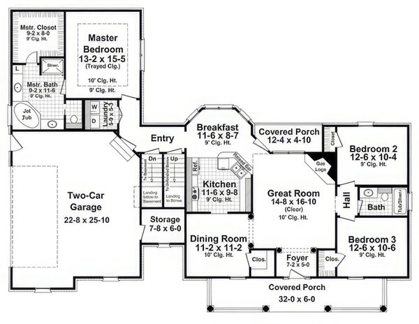 House Blueprint - Farmhouse Floor Plan - Main Floor Plan #21-550