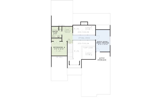 Floor Plan - Upper Floor for Craftsman House Plan #17-2676 - 4 bed, 3 bath