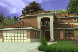 Mediterranean Exterior - Front Elevation Plan #420-139