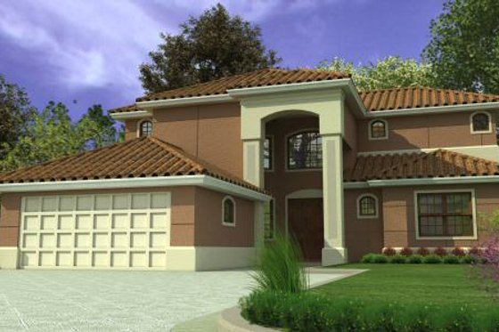 Exterior - Front Elevation for Mediterranean House Plan #420-139 - 4 bed, 3.5 bath