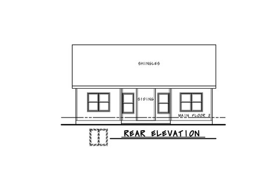 Exterior - Rear Elevation for Traditional House Plan #20-2433 - 2 bed, 2 bath