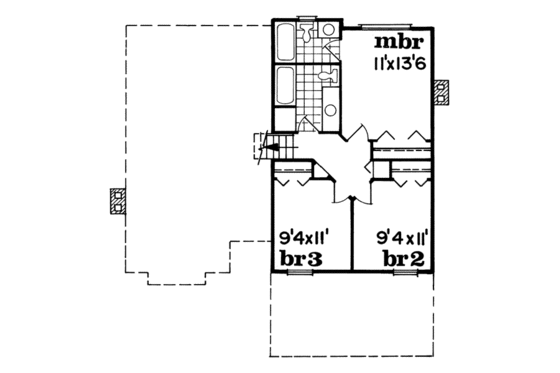 Floor Plan - Upper Floor for Traditional House Plan #47-467 - 3 bed, 2.5 bath