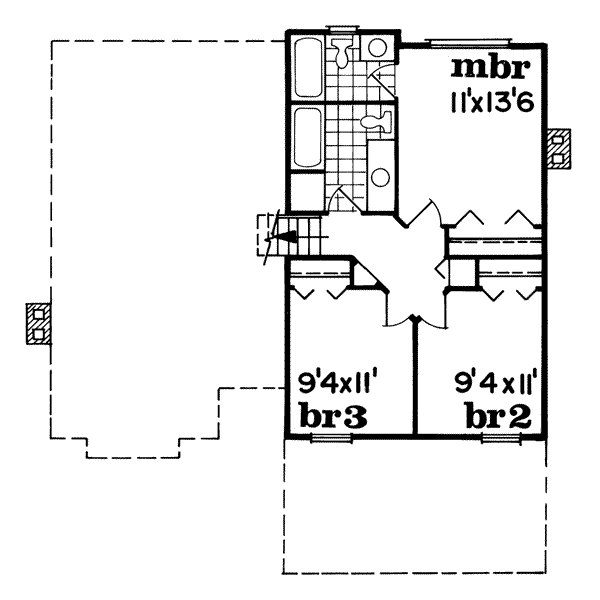 Traditional Floor Plan - Upper Floor Plan #47-467