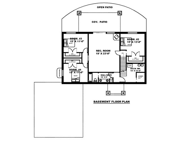 House Plan Design - Farmhouse Floor Plan - Lower Floor Plan #117-958