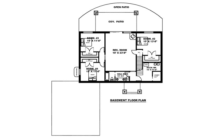 House Plan Design - Floor Plan - Lower Floor for Farmhouse House Plan #117-958 - 4 bed, 2.5 bath